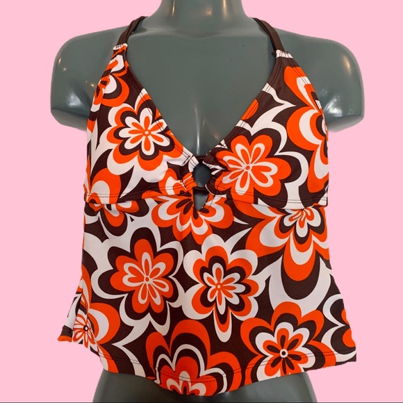 💝SOLD ON DEPOP 💖 70s Retro Floral Tankini - Picture 2 of 3